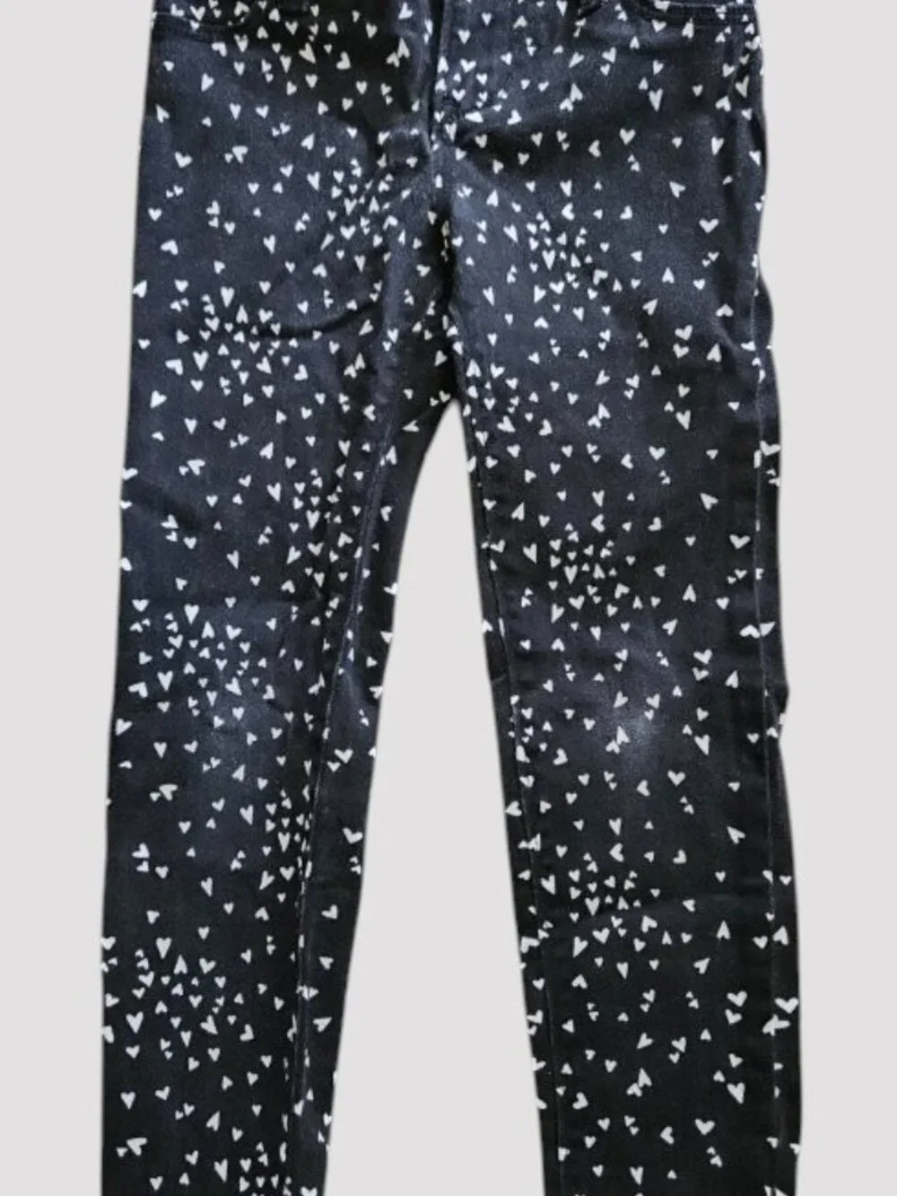 OLD NAVY Black Heart Print Stretch Ballerina Jeans Girls Size 5 Adjustable Waist